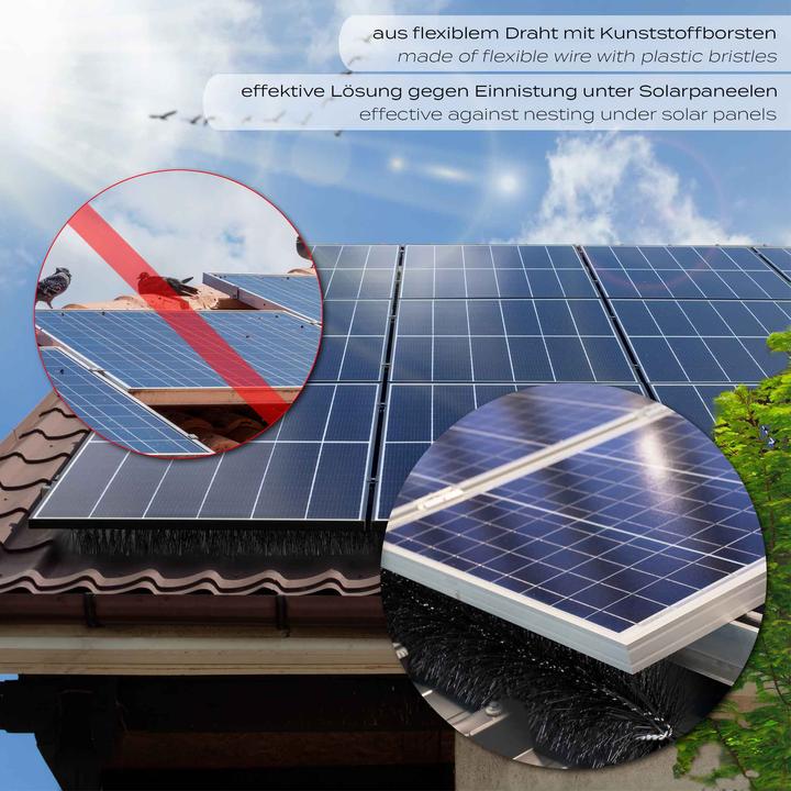 Actual product image Wiltec Nesting Protection Brush 120cm Ø 12cm 20 Pack for Solar System Effective Flexible Anti-nest