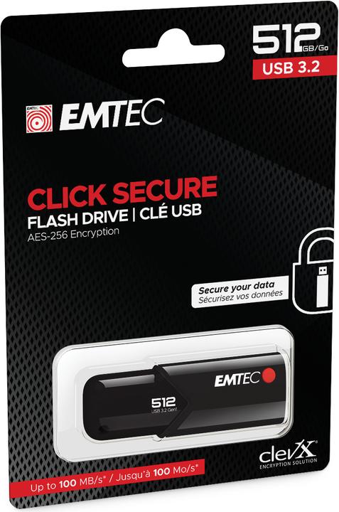 Actual product image Emtec B120 Click Secure (512 GB, USB-A, USB 3.2)