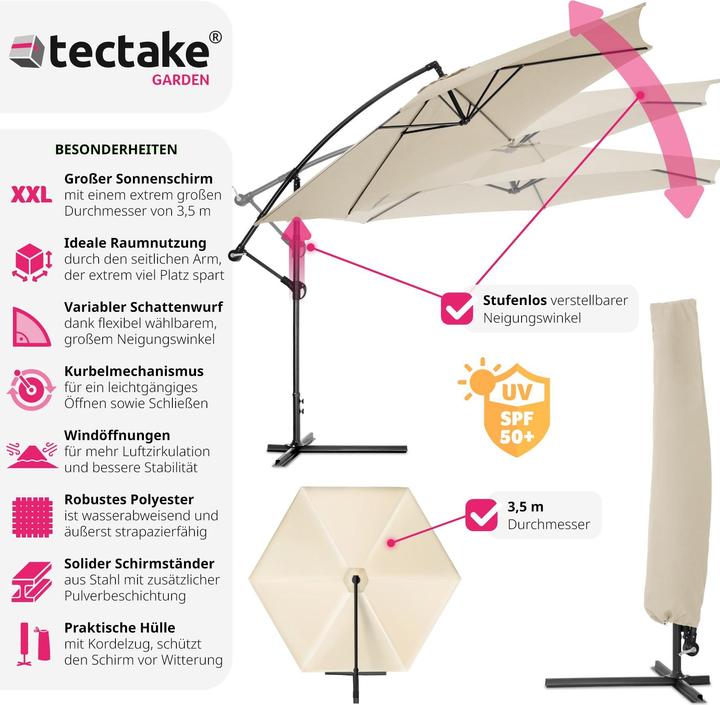 Immagine prodotto tectake Parasole con copertura di protezione (3.50 m)