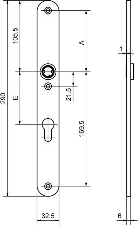 Image du produit Glutz 52197 HF 5059 RZ 94 dr ER mat (Poignée de porte)