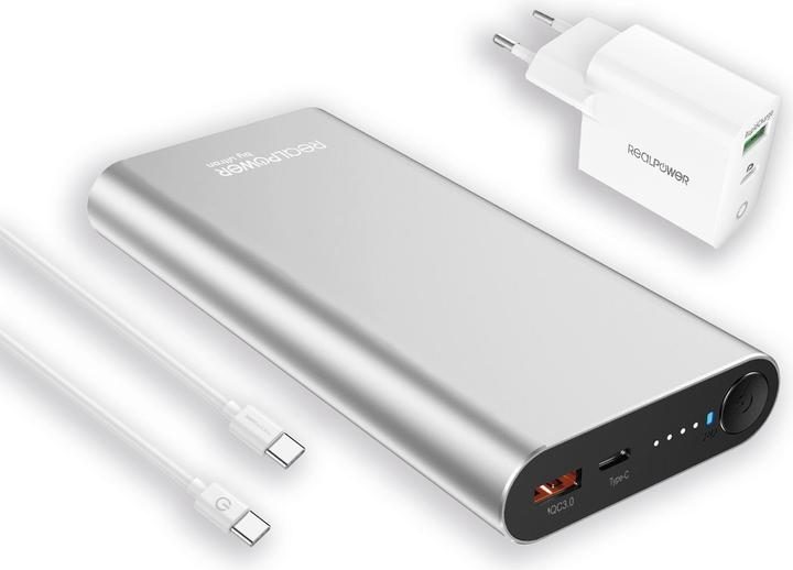 Actual product image RealPower Powerbank PB-20000 PD Pro + 65 Watt USB C Charge (20000 mAh, 100 W, 72 Wh)