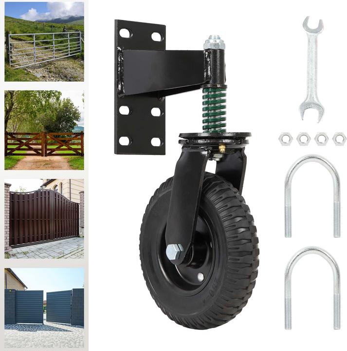 Actual product image Wiltec Spring Loaded Gate Wheel 200 mm 275 kg Castor Brake Jockey