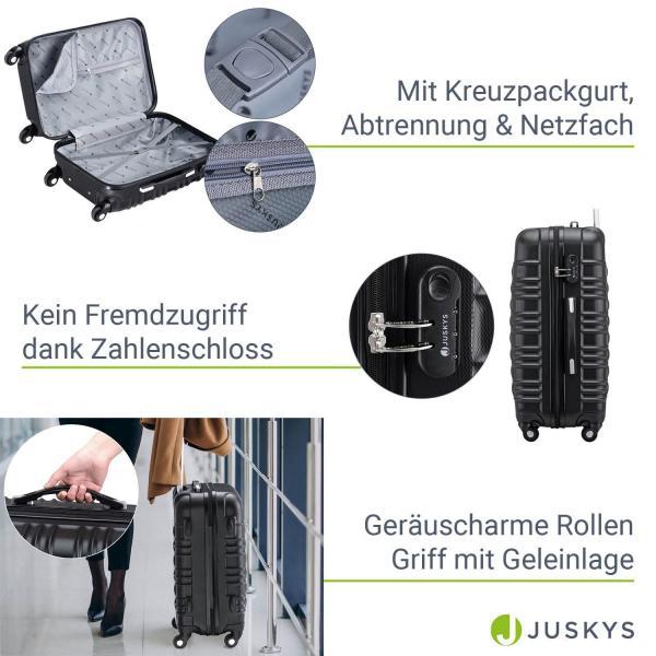 Produktbild Juskys Hartschalen Kofferset Rom (120 l, Handgepäck (bis 50l), M (50 - 90l), L (90 - 115l), XL (ab 115l))