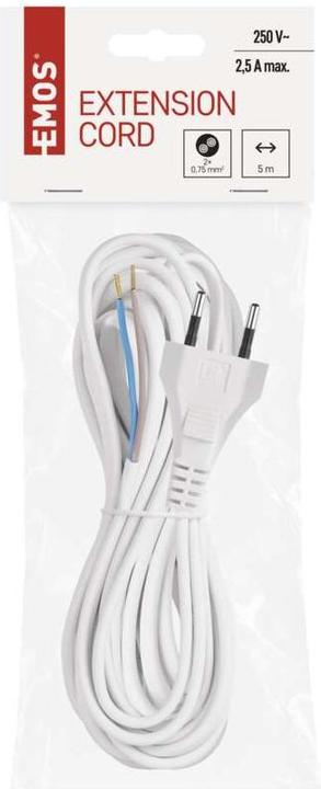Produktbild Emos Netzkabel PVC 2x 0,75mm2, 5m, weiss (5 m)