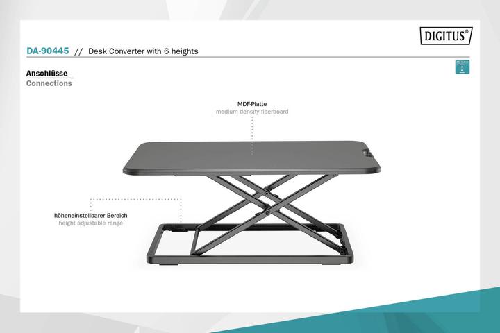 Image du produit Digitus Convertisseur de bureau ergonomique, assis/debout
