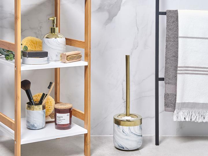 Immagine prodotto Beliani Set da bagno 4 pezzi in ceramica effetto marmo/oro HUNCAL
