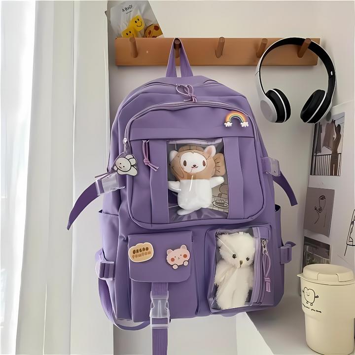 Produktbild A Little Lovely Company Kinder Rucksack mit Plüschtierchen, Lila