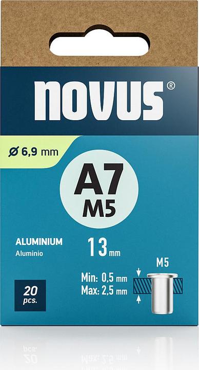 Actual product image Novus Nietmutter A7 M5, L: 11.5 mm Alu