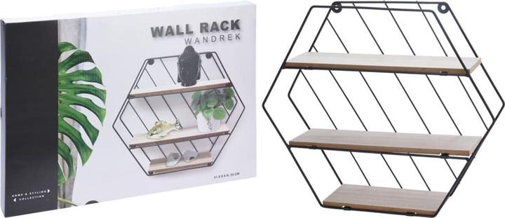 Immagine prodotto Casativo Scaffale sospeso in metallo e legno, nero, marrone (31 x 9 x 35 cm)