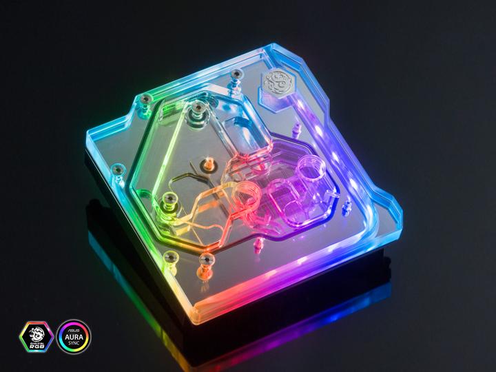 Actual product image Bitspower Monoblock for ASUS ROG Maximus XI Gene DRGB Nickel - Acrylic