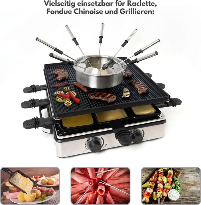 Produktbild Hermex Raclette-Grill mit Fonduetopf Raclette-Set Fondue Chinoise Tischgrill