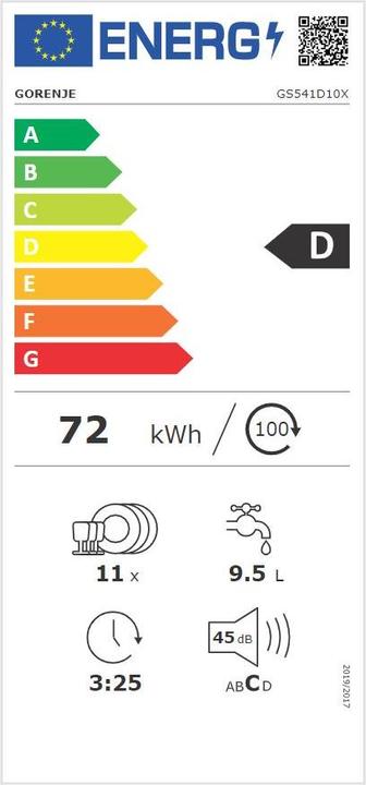 Etichetta energetica Gorenje GS 541D10 X