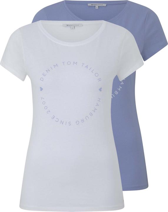 Produktbild Tom Tailor Shirt Basic-T-Shirt im 2-Pack mit Rundhalsausschnitt und Logo-Print in Loose Fit (S)