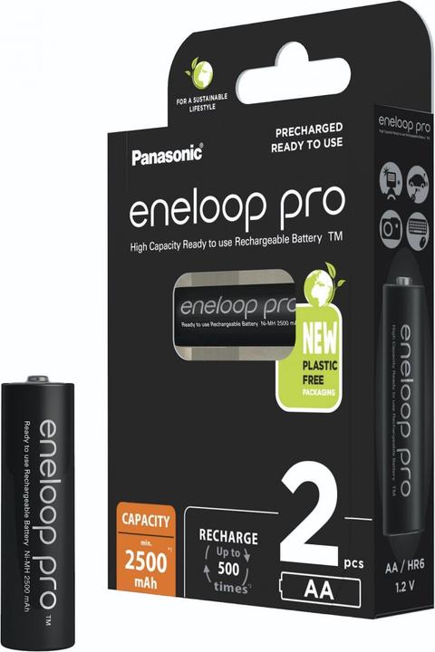 Actual product image Panasonic Wiederaufladbare Batterien ENELOOP Pro BK-3HCDE (2 pcs., AA, 2500 mAh)