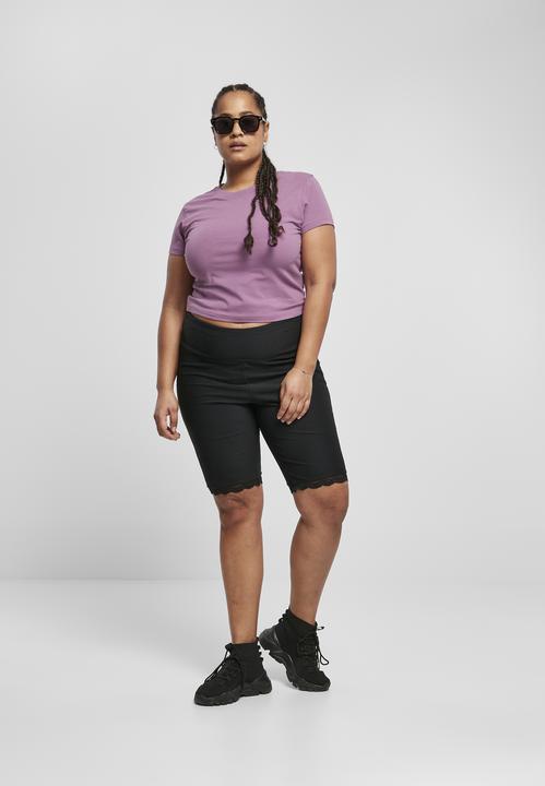 Actual product image Urban Classics Ladies High Waist Rib Lace Hem Cycle Shorts (4XL)