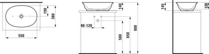 Actual product image Laufen The New Classic washbasin bowl, oval, without tap hole, without overflow, 550x380mm, H812852 (380 mm, 550 mm)