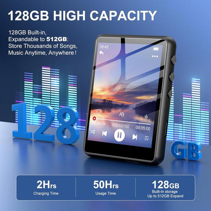 Actual product image Swofy MP3-Player mit Bluetooth 5.3 und Touchscreen (128 GB)
