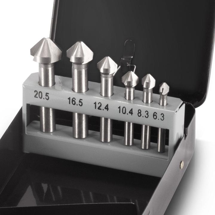 Produktbild Stahlwerk HSS Kegelsenker 6er Set 90° 6,3-20,5 mm DIN 335 Form C Senker (6,3, 10,4 mm, 12,4 mm, 20,5 mm, 16,5 mm, 8,3)