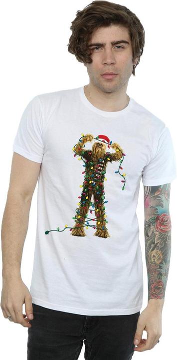 Actual product image Star Wars Mens Chewbacca Christmas Lights T-Shirt (L)