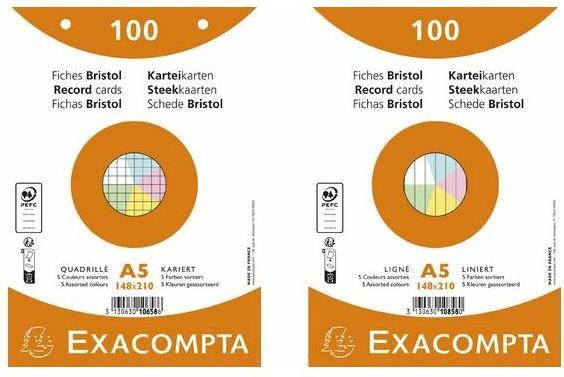 Image du produit Exacompta Fiches lignées vertes, 100 (A5, 205 g/m², 100 x)