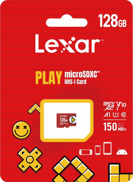 Image du produit Lexar Carte microSDXC 128GB PLAY 1066x UHS-I U3 jusqu'à 150MB/s (128 Go, microSDXC, U1, UHS-I)