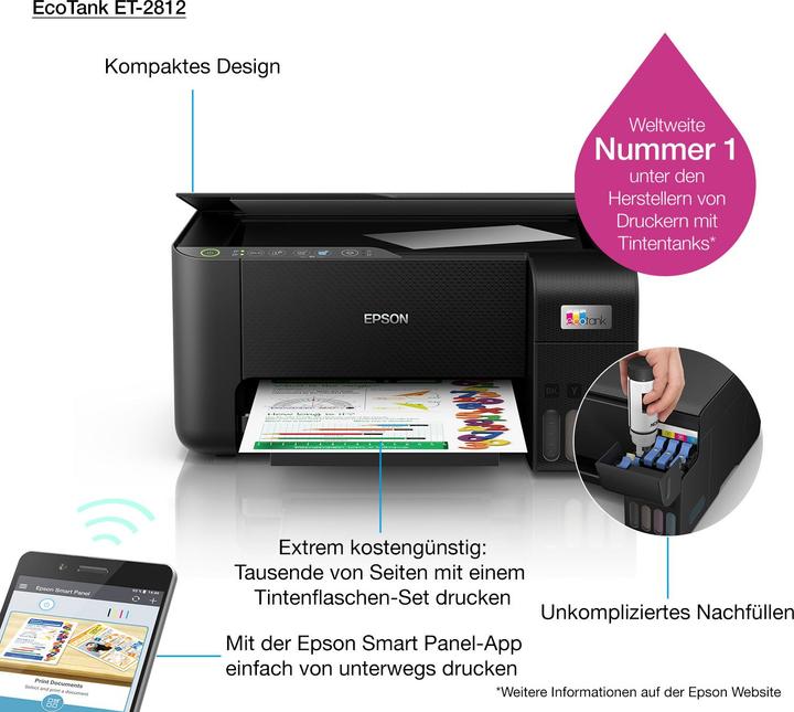 Actual product image Epson ET-2812 EcoTank (Ink tank, Colour)