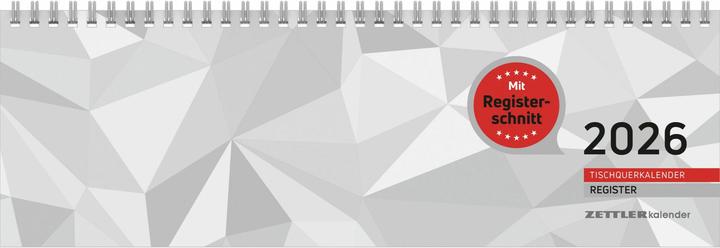 Produktbild Tischquerkalender Register 2025 - 32x10,5 cm - 1 Woche auf 2 Seiten - Bürokalender mit (Deutsch)