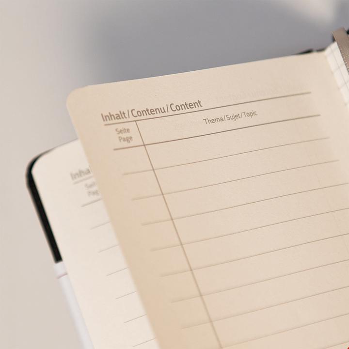 Actual product image Notebook KOMPAGNON approx. DIN A5 lined, black hardcover 192, 16 of which can be detached Se (A5, Lined, Hardcover)