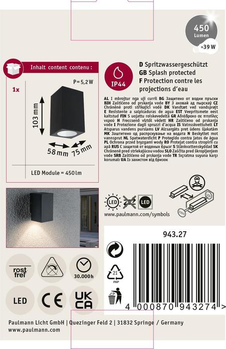 Actual product image Paulmann Flame (450 lm, IP44)