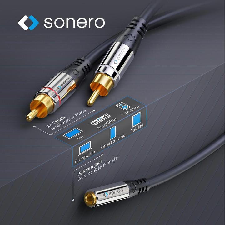 Produktbild Sonero 2 x Cinch – 3.5 mm Klinke (0.25 m, Cinch, 3.5mm Klinke (AUX))