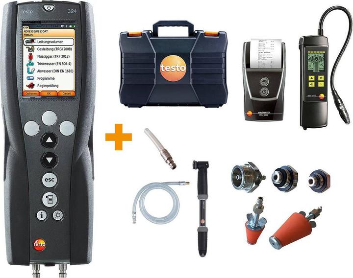 Productafbeelding Testo 0563 3240 71 Druklekmeter Profi Set 324 Gas+Wa