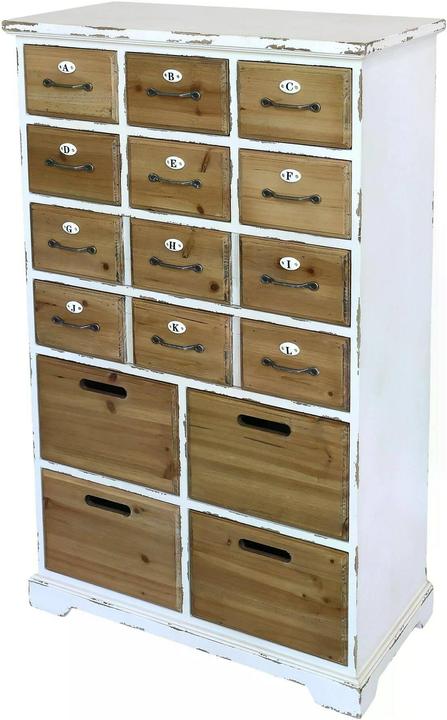 Produktbild Chic Antique Kommode mit 16 Schubladen 107.5 x 67.5 x 34 cm, Nature/Weiss (67.5 x 34 x 107.5 cm)