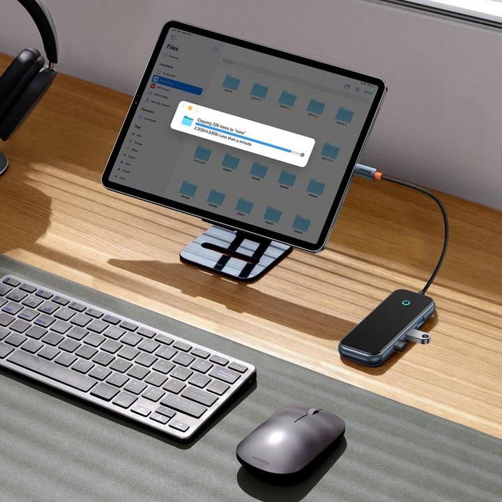 Actual product image Baseus AcmeJoy 4-Port Type-C HUB AdapterType-C to USB3.0*3+Type-C PD&Data *1Dark Gray (USB-C, 4 Ports)