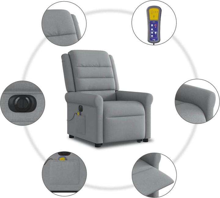 Actual product image VidaXL Electric massage chair with stand-up aid Light grey fabric