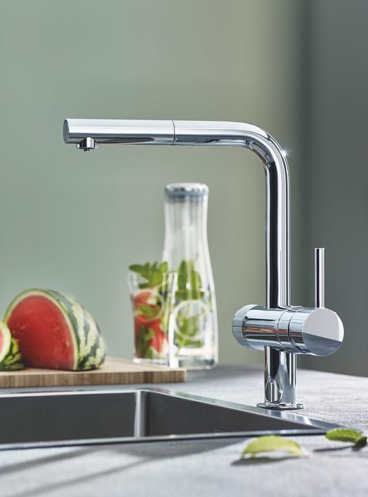 Actual product image Grohe Kitchen faucet with filter function Blue glossy chrome 30385000