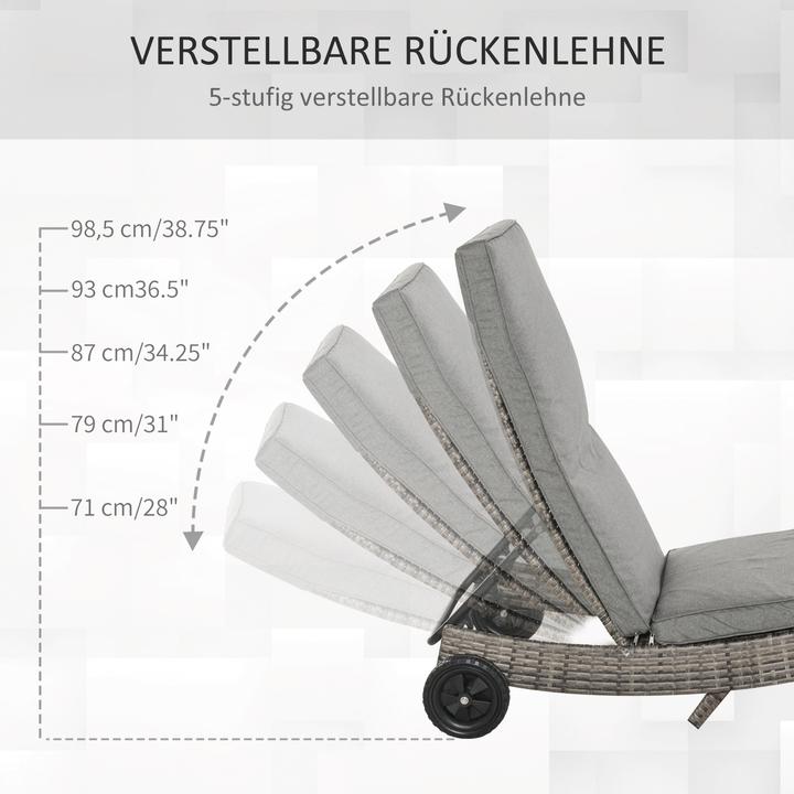 Produktbild Outsunny Gartenliege mit Rädern (207 cm)