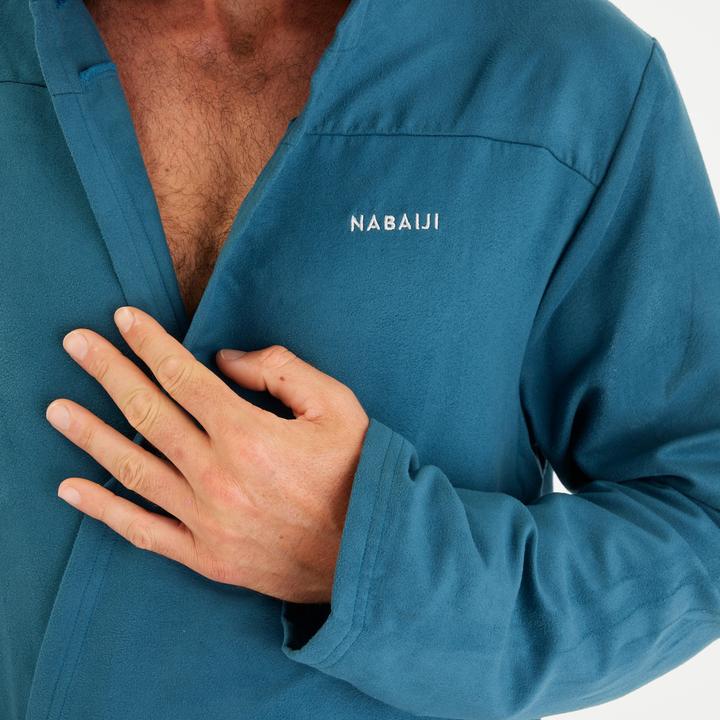 Actual product image Nabaiji Men's microfibre compact hooded bathrobe in duck blue (S)