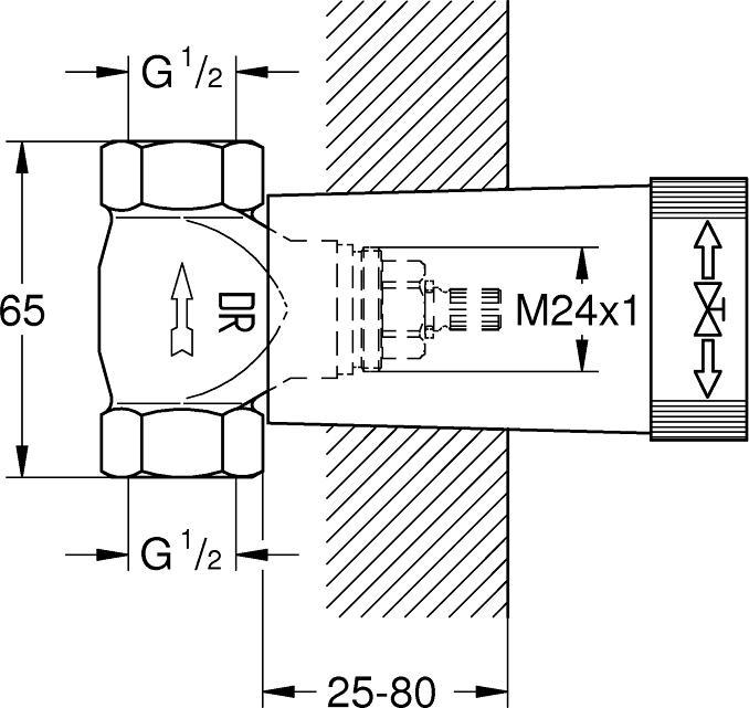 Image du produit Grohe Embase de vanne encastrée, DN15 (29800000) (Voleur d'eau, 50.80 mm)