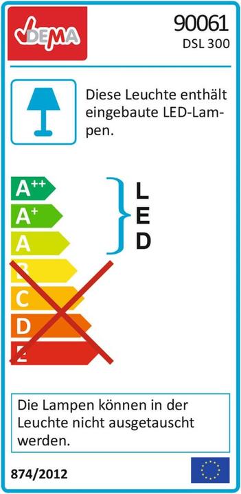Etichetta energetica Dema LED Sensor-Leuchte Akku Solar Bewegungsmelder Aussenleuchte Solarleuchte 300 lm (300 lm)