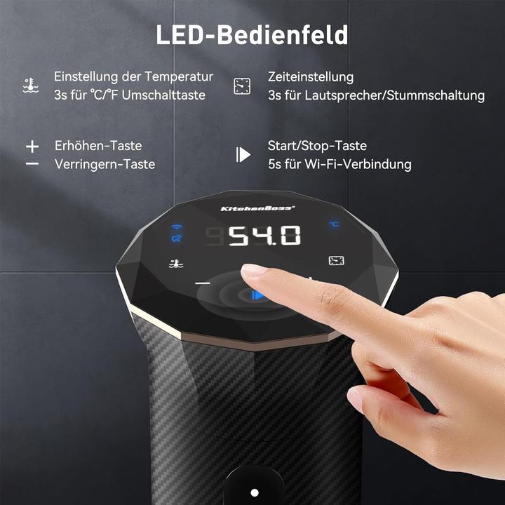 Produktbild KitchenBoss Sous Vide Garer Stick Wi-Fi mit App-Steuerung