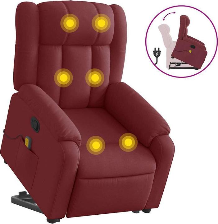 Image du produit VidaXL Fauteuil de massage avec fonction releveur Fauteuil de relaxation vin rouge Tissu