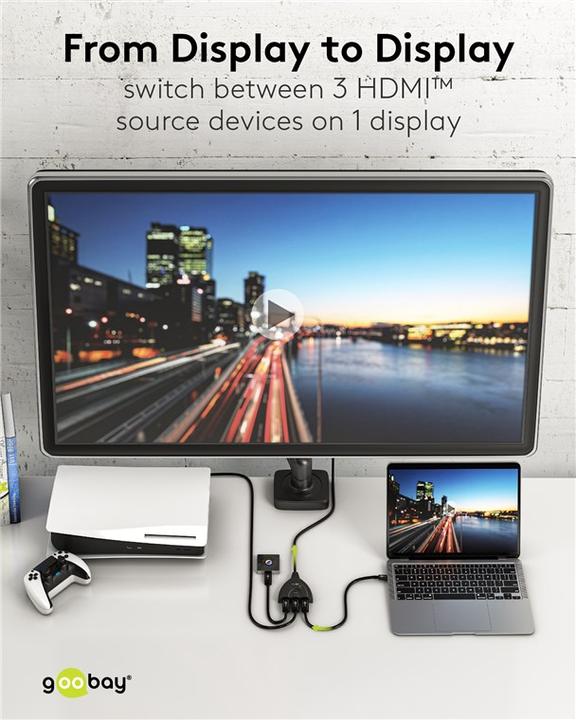 Image du produit Goobay Boîtier de commutation HDMI 3 vers 1 4K @ 30 Hz