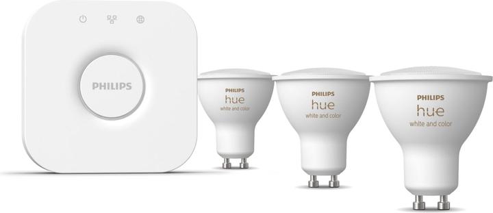 Produktbild Philips Hue Starter-Set: Dreierpack (GU10, 5.70 W, 250 lm, 4 x, G)