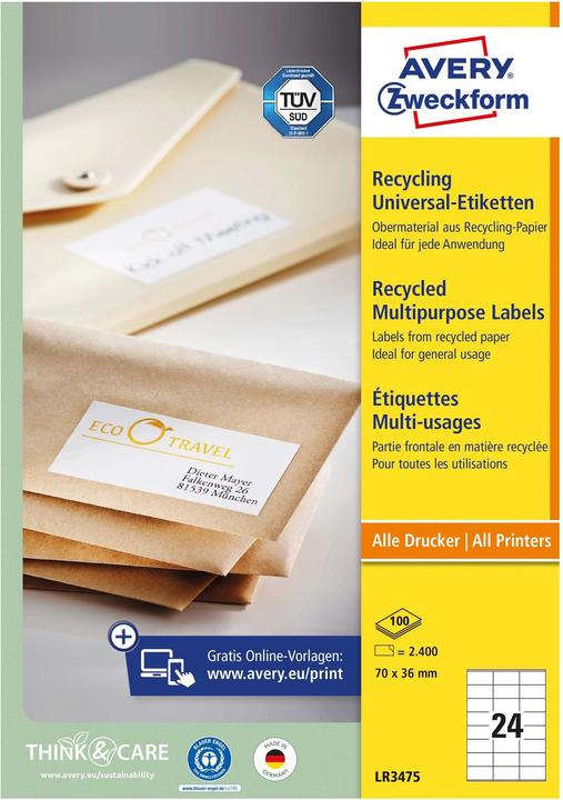 Produktbild Avery Recycling von Universaletiketten