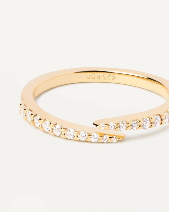 Actual product image Pd Paola PDPAOLA - PozlacenÃ½ otevÅ™enÃ½ prsten s ÄirÃ½mi zirkony EMBRACE Gold AN01-805 - Circuit: 52 mm (52, 925 Silver)