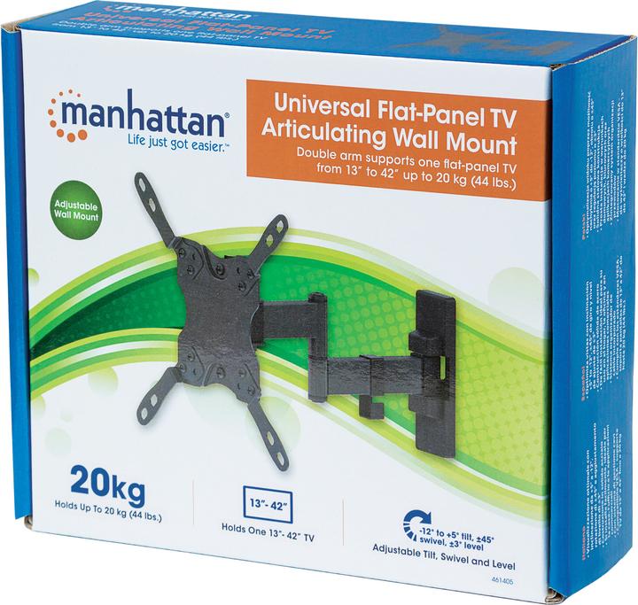 Produktbild Manhattan Universal TV-Wandhalterung, neig- und schwenkbar (Wand, 42", 20 kg)