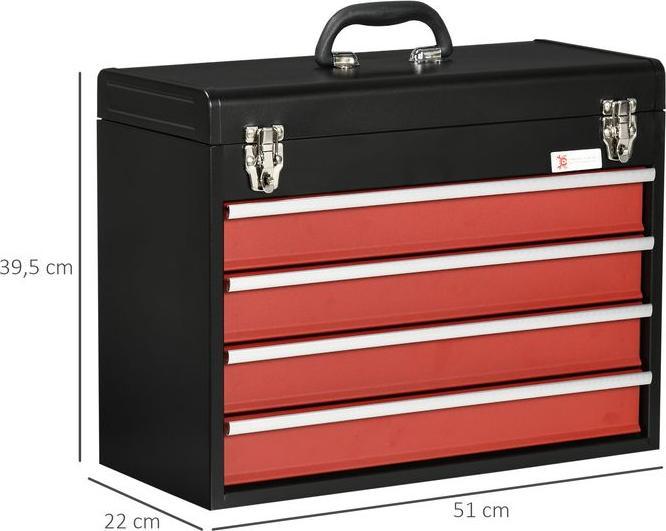 Produktbild Swisshandel24 Werkzeugkasten Werkzeugkoffer ohne Werkzeug Werkzeugkiste mit Griff Werkzeugbox mit 4 Schubladen und (1 Teile)