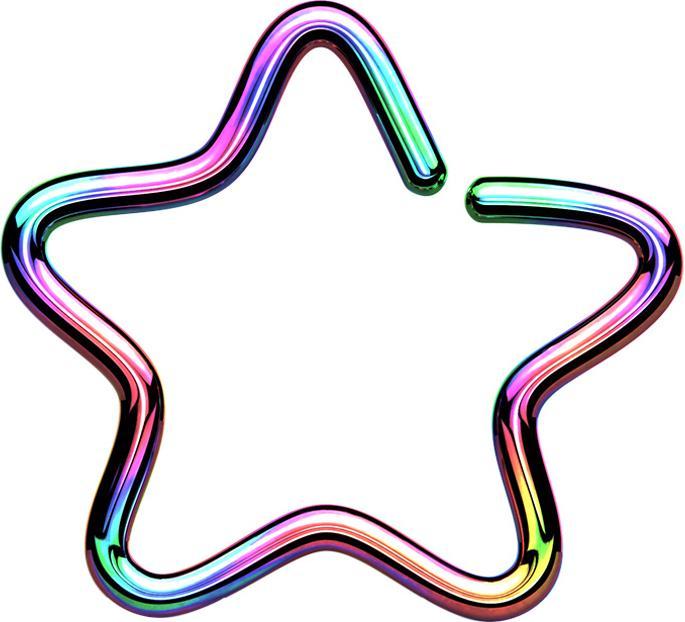 Produktbild Star Piercing Micro Piercing Ring Stern farbig mit Titanium Schicht (Chirurgenstahl 316L, ohne Messing)