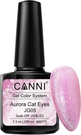 Actual product image Canni Gel polish Cat Eyes Aurora Pink Glitter / JG05 UV/LED (Rose, Gel-Effect Nail Polish)