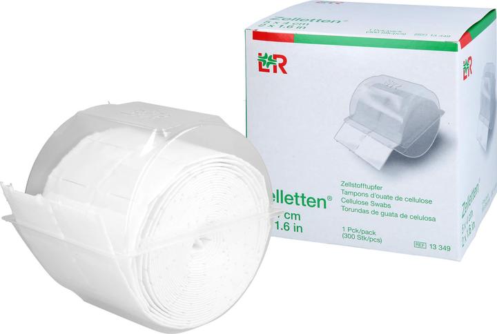 Produktbild Lohmann & Rauscher Zelletten Tupfer gerollt unsteril 5 x 4 cm, 300 St. Tupfer